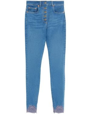 Valentino Lace-Hem Skinny Jeans - Blue