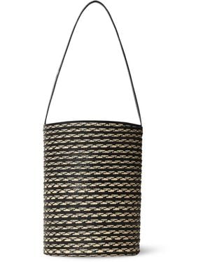 The Row Small N/S Beau Raffia Tote Bag - Black