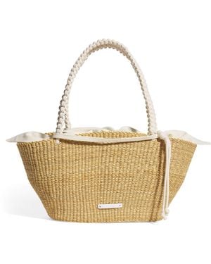 Muuñ Straw Margareth Tote Bag - White