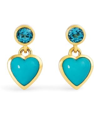 Emily P. Wheeler And Topaz Heart Earrings - Blue