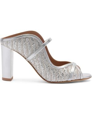 Malone Souliers Metallic Raffia Norah Heeled Sandals 85 - White