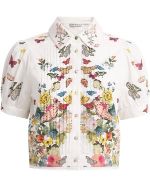Alice + Olivia Cotton Floral Rosie Shirt - White
