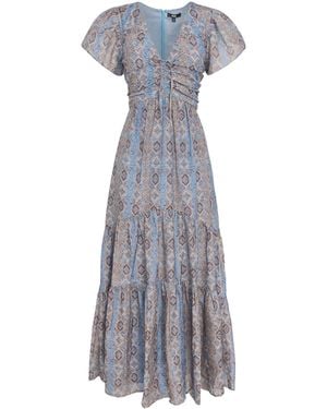 PAIGE Cotton-Silk Paisley Kinga Maxi Dress - Grey
