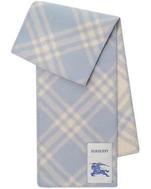 Burberry Wool Check Scarf - Blue