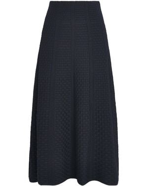 Molli Virgin Wool-Blend Basket-Weave Midi Skirt - Blue