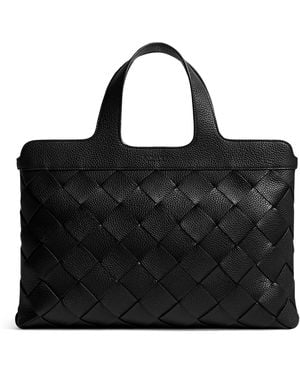 Bottega Veneta Leather Diago Briefcase - Black