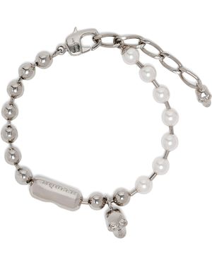 McQueen Faux Pearl And Skull Bracelet - Metallic