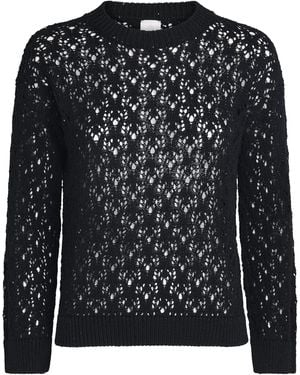 Eleventy Cotton-Blend Open-Work Jumper - Black