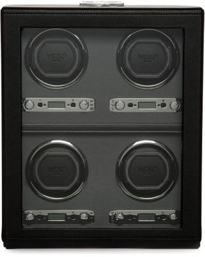 Wolf Vegan Leather Classic 4-Piece Watch Winder - Black