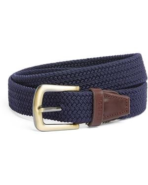 Barbour Leather-Trimmed Woven Belt - Blue