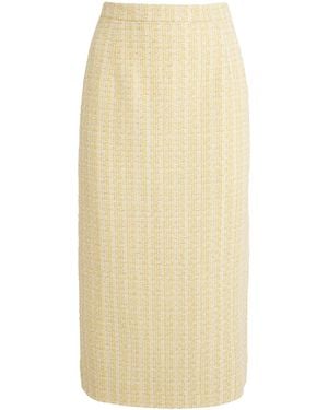 Alessandra Rich Tweed Sequin-Embellished Midi Skirt - Natural