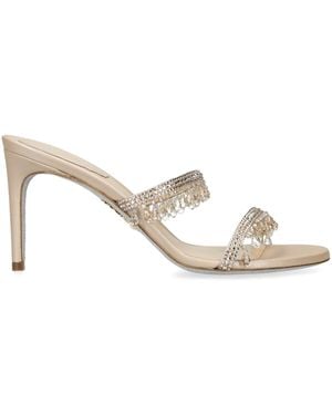 Rene Caovilla Leather Chandelier Mules 80 - White