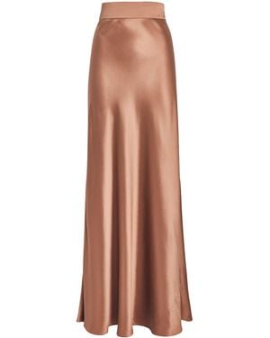 L'Agence Silk Ryker Maxi Skirt - Brown