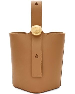 Loewe Mini Leather Pebble Bucket Bag - Brown