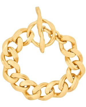 Saint Laurent Hammered Curb Chain Link Bracelet - Metallic