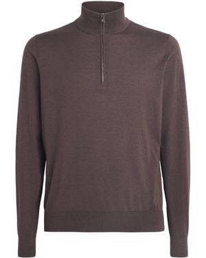 FIORONI CASHMERE Sea Island Cotton-Cashmere Quarter-Zip Jumper - Brown