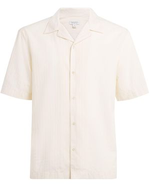 Sunspel Cotton Textured Stripe Shirt - White