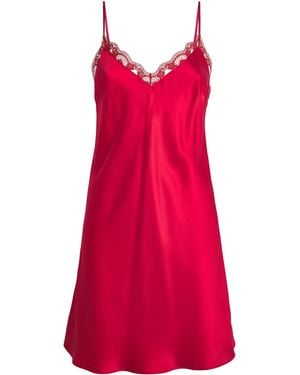 Simone Perele Silk-Blend Love Me Slip Dress - Red