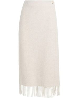 Polo Ralph Lauren Wool-Blend Wrap Pencil Skirt - White