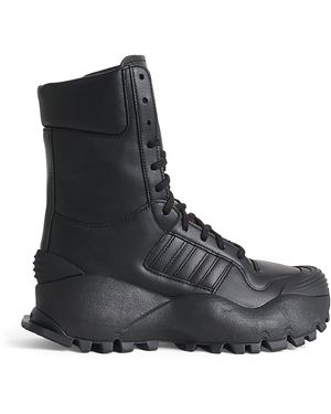 Willy Chavarria X Adidas Originals Leather Forum Lace-Up Boots - Black