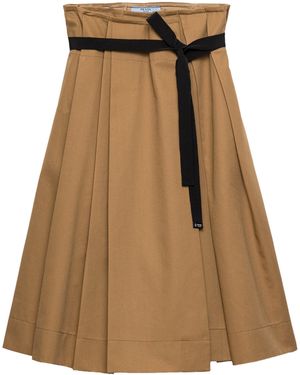 Prada Gabardine Pleated Skirt - Brown