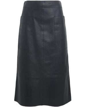 JOSEPH Leather Blomfield Midi Skirt - Black