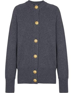 Balmain Cashmere-Virgin Wool Cardigan - Blue