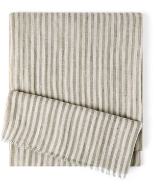 Brunello Cucinelli Linen-Blend Stripe Scarf - Natural