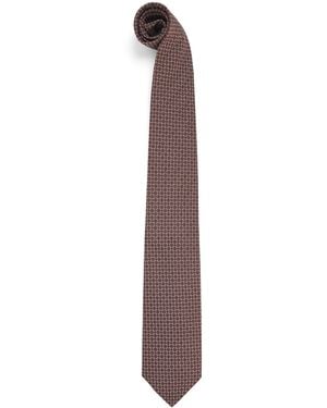 Pal Zileri Silk Geometric Jacquard Tie - Brown