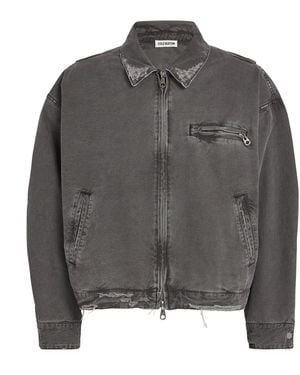 Cole Buxton Distressed Trucker Jacket - Gray