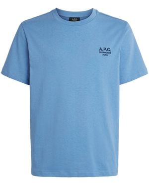 A.P.C. Cotton Rue Madame Logo T-Shirt - Blue