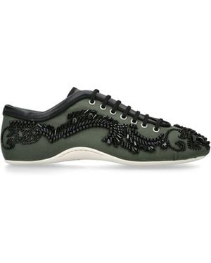 Dries Van Noten Leather Embellished Ballerina Trainers - Black