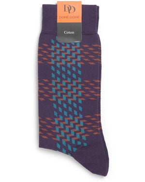 Doré Doré Cotton Patterned Socks - Blue