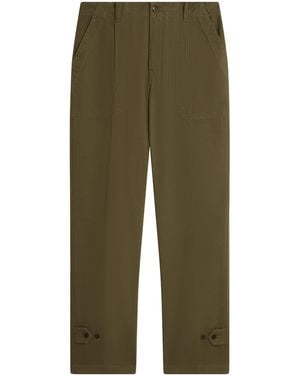 dunhill Cotton Micro-Herringbone Single-Pleat Tapered Chinos - Green