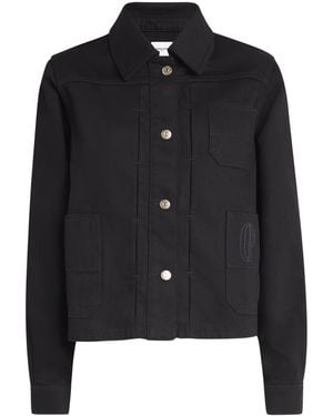 Claudie Pierlot Contrast-Stitch Denim Jacket - Black