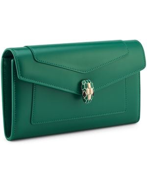 BVLGARI Large Leather Serpenti Forever Wallet - Green