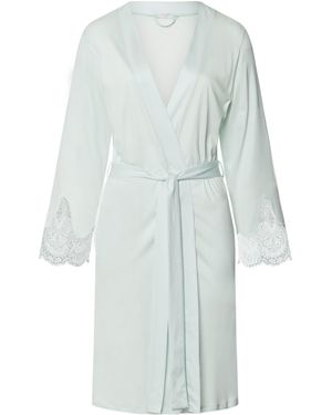 Hanro Modal Lace-Trim Melia Robe - Blue