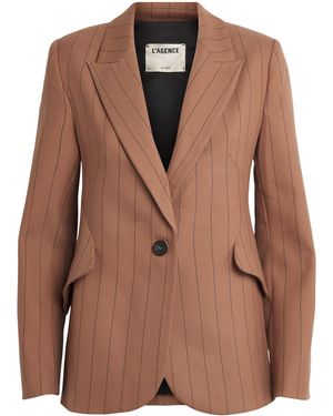 L'Agence Pinstripe Chamberlain Blazer - Brown