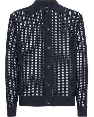 7 For All Mankind Cotton Evening Polo Cardigan - Blue