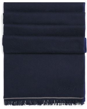 Brioni Cashmere Fringed Scarf - Blue