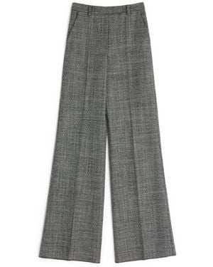 Valentino Virgin Wool Wide-Leg Trousers - Grey