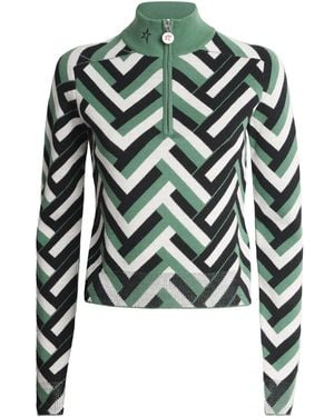 Perfect Moment Merino Wool La Tour Quarter-Zip Sweater - Green