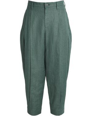 IM MEN Tough Linen Pleated Pants - Green