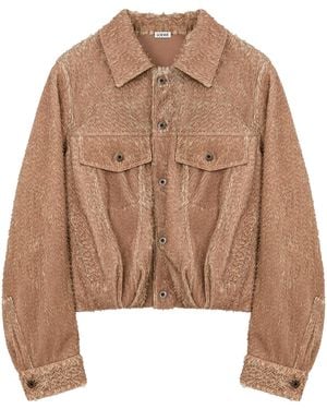 Loewe Textured Lambskin Oversized Jacket - Brown