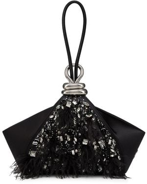 Christian Louboutin Sabrina Pouch Small Crepe Satin Birdie Clutch Bag - Black