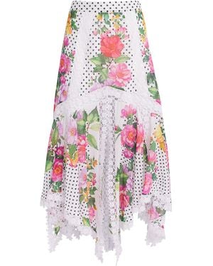 Charo Ruiz Floral Velina Midi Skirt - White