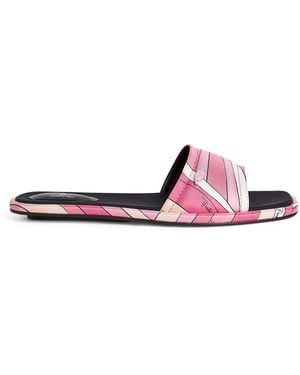 Emilio Pucci Silk Printed Yummy Slides - Pink