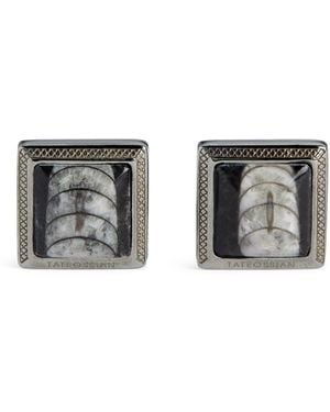 Tateossian Square Engraved Enamel Cufflinks - Grey
