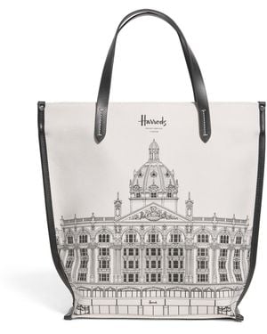 Harrods Small Building Shopper Bag - White