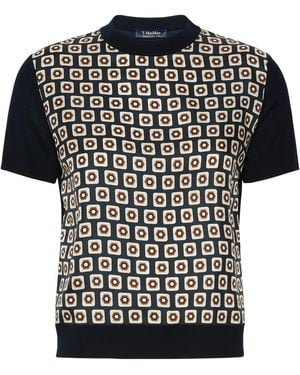 Max Mara Wool-Silk Geometric T-Shirt - Black